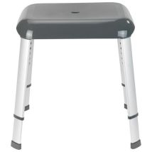 Wenko - Tabouret de douche Secura Premium, hauteur réglable, capacité 130 kg, Aluminium - Plastique, 50,5x42-52x39,5 cm, Gris
