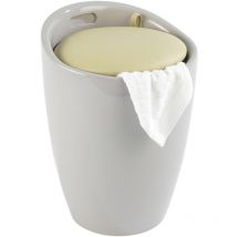 Tabouret de salle de bain Wenko moderne taupe avec rangement abs siège design en plastique pour salle de bain 20L Wäschesack 120kg robuste et chic