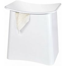 Panier à linge avec siège, blanc, 2en1, WENKO