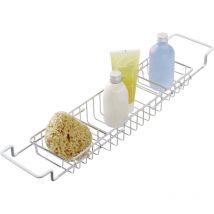 WENKO Teleskop-Badewannenbrücke Edelstahl, ausziehbar, rostfrei, Silber glänzend, Edelstahl rostfrei glänzend