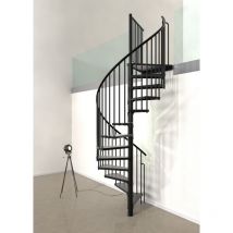 Scala a chiocciola RONDO - Scala a chiocciola in acciaio nero - Diametro 120cm - Altezza 300 cm