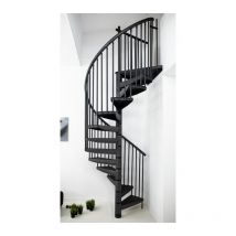 Scala a chiocciola RONDO - Scala a chiocciola in acciaio nero - Diametro 160cm - Altezza 300 cm