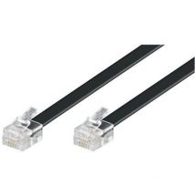 Wentronic - Goobay 50321 - RJ-12 Cable Telefónico de 3m para teléfonos fijos/Enchufe de Fax, Modem, Rúter, Internet/Conector Modular Negro