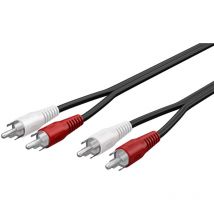 Stereo-Verbindungskabel 2x Cinch, 2x Cinch-Stecker (Audio links/rechts) 2x Cinch-Stecker (Audio links/rechts). Kabellänge 15 m