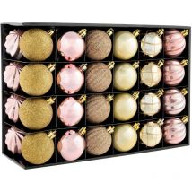 Werchristmas - Palline di Natale infrangibili lussuose, plastica, Gold, 48 Piece