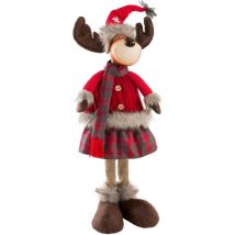 Statuetta di renna natalizia in piedi, in tartan, multicolore, 60 cm - Werchristmas