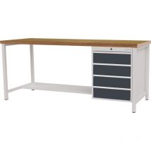 Bedrunka+hirth - Werkbank anthrazitgrau, ral 7016 B1500xH859xT750 mm lichtgrau, ral 7035 anthrazitgrau, ral 7016 4 Schubladen