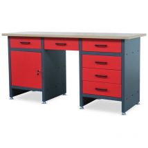Jan Nowak - Werkbank mit Arbeitsplatte Werktisch mit 6 Schubladen Schließfach Verstellbare Füße MDF-Arbeitsplatte Belastbar bis 500 kg Metall 170 cm