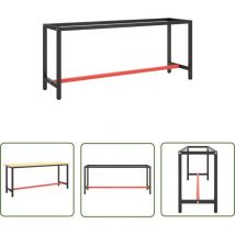 Nova - The Living Store Werkbankgestell Mattschwarz und Mattrot 190x50x79 cm Metall - Metall Gestell - Werkbankgestell - Tischgestell - Robustes