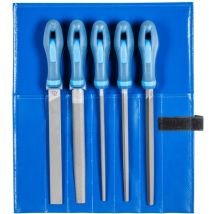 Pferd - Werkstattfeilen-Set wr 5-tlg. in Rolltasche 200mm Hieb 3 für Feinbearbeitung, Schlichten