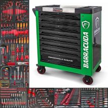 Werkstattwagen - Barracuda Tools Rock Pro+ - 8 Schubladen 336 Werkzeuge - Grün