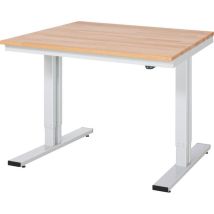 RAU - Werktisch adlatus 300 elektrisch höhenverstellbar Buche-Massiv-Platte 1000 mm x 1000 mm