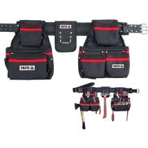 Werkzeuggürtel 4-teilig – Verstellbar 80–120 cm – 2 Werkzeugtaschen mit 20 Fächern & Hammerhalter – Robustes Nylon, doppelt vernäht – Ideal für