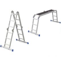 Vielzweckleiter 4-teilig mit Plattform – max. Arbeitshöhe 4,54 m – Gewicht 15,8 kg – Belastbarkeit bis 150 kg