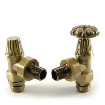 West - Abbey Angled Manual Radiator Valve and Lockshield - Old English Brass
