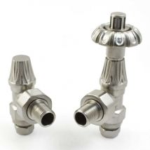 West - Abbey Angled trv Thermostatic Radiator Valve and Lockshield - Satin Nickel