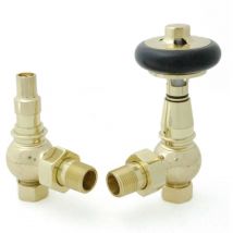West - Amberley Angled Thermostatic Radiator Valve and Lockshield - Polished Brass