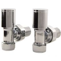 Apex Angled Manual Radiator Valves Pair - Chrome - West