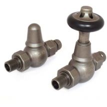 West - Commodore Traditional Straight Manual Radiator Valve and Lockshield - Pewter