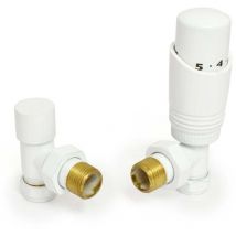 West - Delta Angled trv Thermostatic Radiator Valve and Lockshield - White