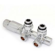 West - Delta Twin Angled trv Thermostatic Radiator Valve - Chrome