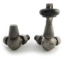West - Eton Traditional Corner Manual Radiator Valve and Lockshield - Pewter