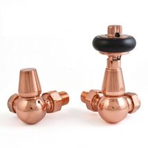West - Eton Traditional Corner Manual Radiator Valve and Lockshield - Polished Copper