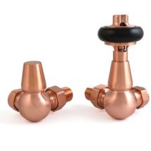 West Eton Traditional Corner Manual Radiator Valves Pair and Lockshield - Brushed Copper