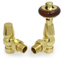 West - Faringdon Angled Thermostatic Radiator Valve and Lockshield - Brass