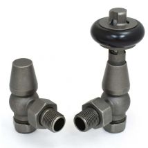 West - Faringdon Angled Thermostatic Radiator Valve and Lockshield - Pewter