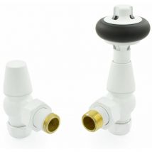 West - Faringdon Angled Thermostatic Radiator Valve and Lockshield - White