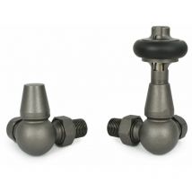 West - Faringdon Corner Thermostatic Radiator Valve and Lockshield - Light Pewter