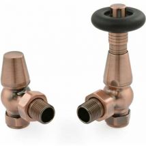 West - Jaguar trv Angled Thermostatic Radiator Valve and Lockshield - Antique Copper