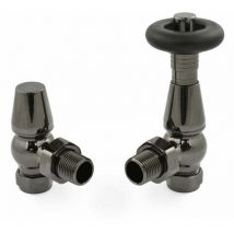 West - Jaguar trv Angled Thermostatic Radiator Valve and Lockshield - Black Nickel