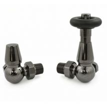 West - Jaguar trv Corner Thermostatic Radiator Valve and Lockshield - Black Nickel