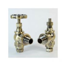 West - Rosa Traditional Manual Radiator Valve and Lockshield Angled - Antique Brass
