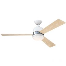 Westinghouse - Lighting 73038 Tristan, moderno ventilatore da soffitto con luce e telecomando, 132 cm, finitura bianca con accenti in nichel