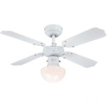 Lighting 78710 Ventilatore da soffitto bianco da 90 cm Portland Ambiance per interni, kit di luce con vetro smerigliato opale a fungo - Westinghouse