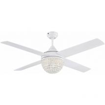 Westinghouse - Lighting 72262 – Ventilatore da soffitto contemporaneo Kelcie con luce e telecomando, 132 cm, finitura bianca, paralume con gioielli