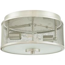 Plafonnier Lampe Morrison Nickel Brossé 2 Ampoules