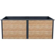 Carré potager en acier galvanisé – 200 x 100 x 77 cm – Design imitation bois – Protection anti-limaces incluse