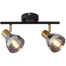 Westminster Foco 2 luces, negro, latón satinado y cristal ahumado