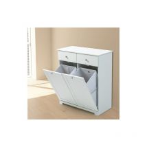 WestWood Laundry Kitchen Trash Cabinet with 2 Laundry Bags Tilt-Out Drawers White