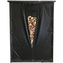 Quick-star - Wetterschutz Set Front und Rückwand für Kaminholzunterstand 143x70x185cm pvc Schwarz
