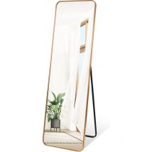 Wevalley - 137 x 37 cm Miroir sur Pied, Miroir de Sol, Miroirs muraux, Miroir Autoportant, Alliage d'Aluminium avec Doré