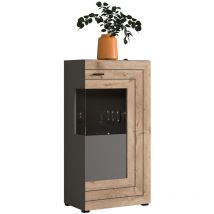 Wexford - vitrine - gris et bois - 60x117 cm