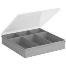 Wham - Organiser Box 10.03 Square 29cm with 6 Divisions Soft Grey/Clear