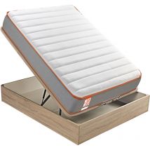 Pack rock What the Sleep, Colchón Sostenible hr Visco Soja Natural + Canapé Abatible Natural Gran Capacidad, Entrega, Montaje y Retirada Usado 150x190