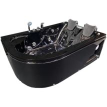 Whirlpoolbadewanne 170 x 115 cm Schwarz für 2 Personen - Black Varadero