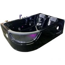 Simba - Whirlpool bathtub 180 x 120 cm black Chromotherapy 2 people - Orion